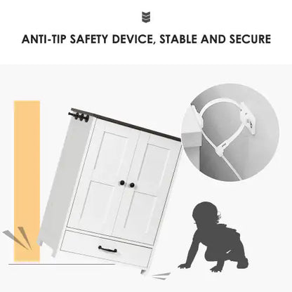 Dog Feeding Station, Dog Food Locker With Hidden Dog Bowl, Adjustable Panel, Hook, Medium Dog, White